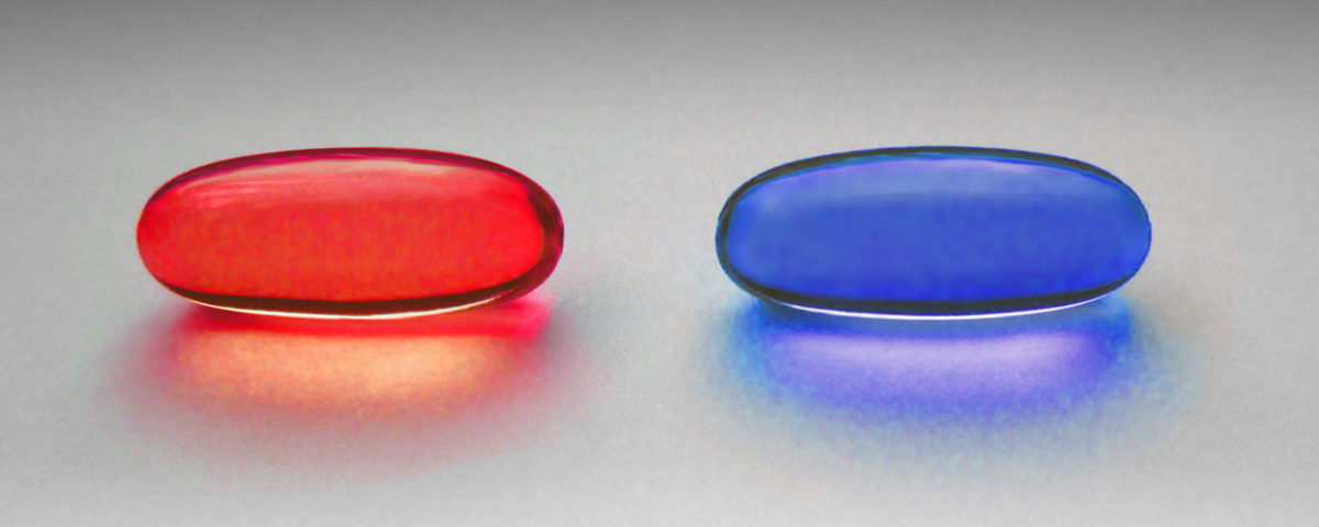 Pastilla roja pastilla azul
